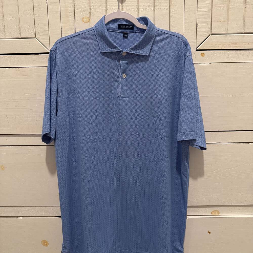 Peter Millar Men's XXL Blue Diamond All Over Print Summer Comfort Golf Polo